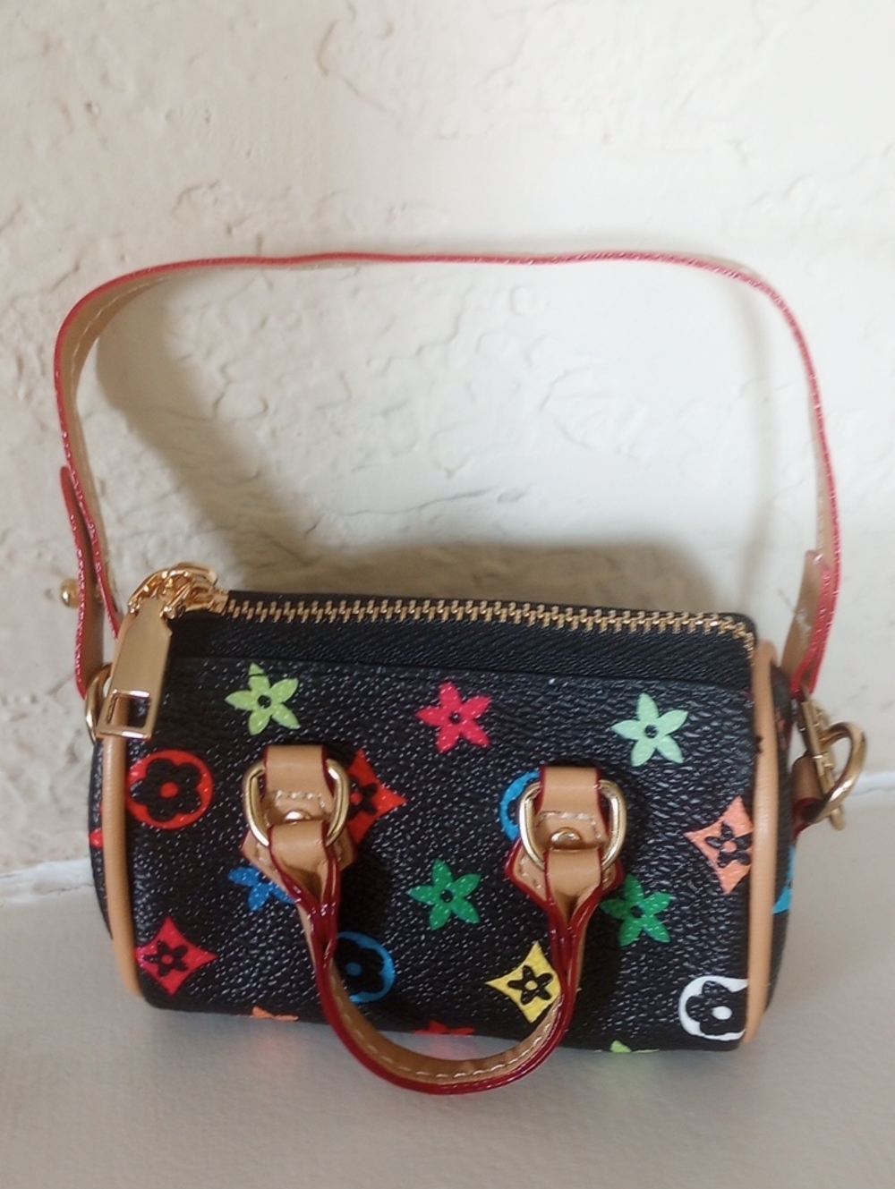 NEW Black Multicolor Mini Airpod Barrel Bag